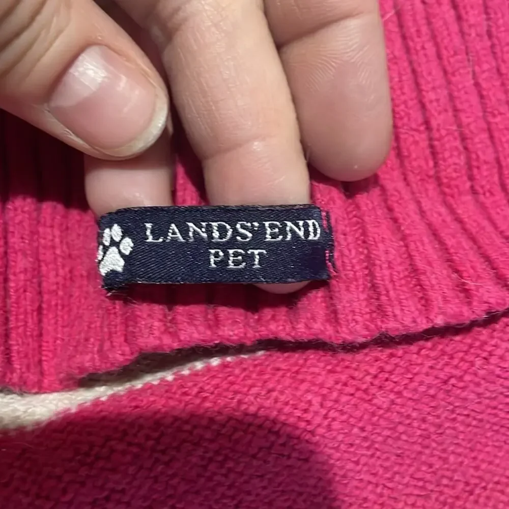 Land’s end xl pink white cotton nylon wool dog sweater in euc like new